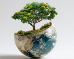 Tree in globe shaped vase