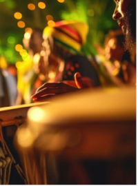 Reggae musicians with drums